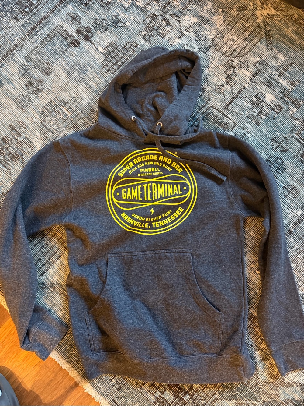 Men's Gray Crewneck Hoodie with Yellow Logo